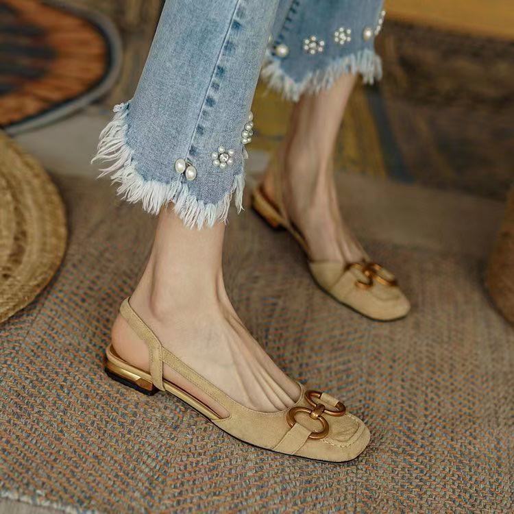 Evona | Slingbacks – Luxury Designer Pointed Pumps & Slimming Classic Kitten Shoes Beige Suede