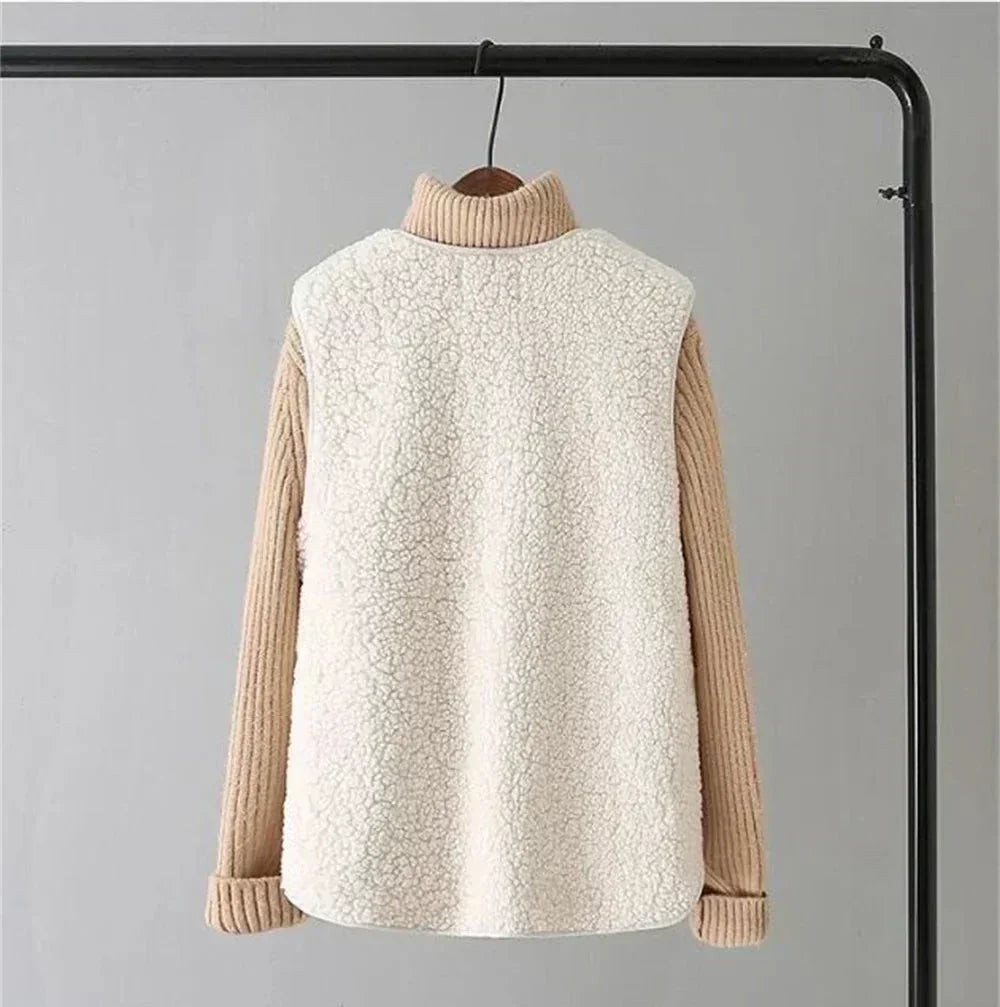 Mechi | Women’s Outfit Set | Ribbed Long Sleeves with V-neck Vest