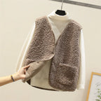 Mechi | Women’s Outfit Set | Ribbed Long Sleeves with V-neck Vest Khaki