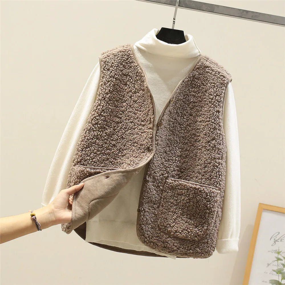 Mechi | Women’s Outfit Set | Ribbed Long Sleeves with V-neck Vest Khaki