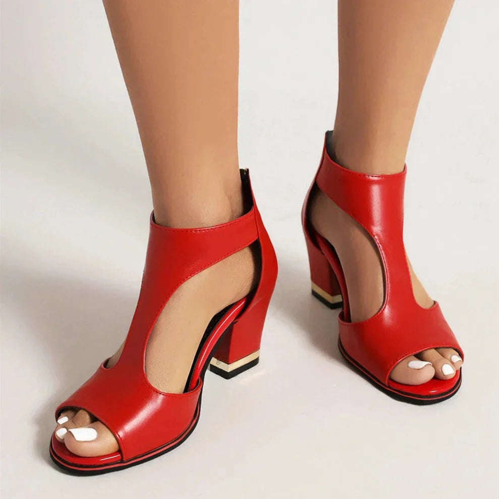 Sahara | Women's Modern Heeled Sandals – Minimalist Design & Sculptural Block Heel