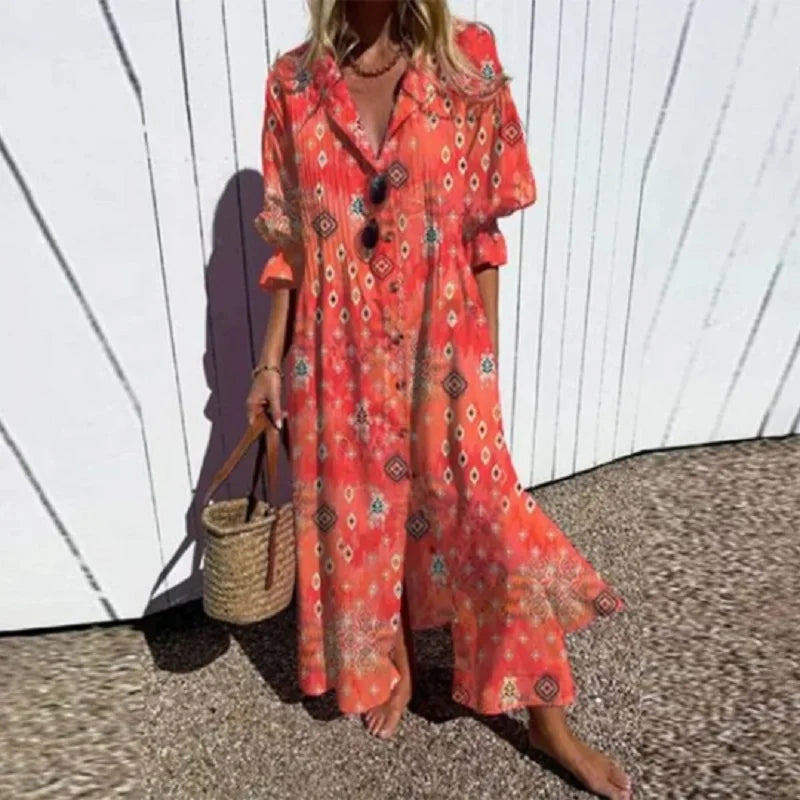 Flora | Women’s Effortless Spring Dress – Fluid Architectural Silhouette & Refined Seasonal Grace Red