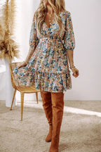Flora | Women’s Floral Print Ruffle Hem Mini Dress – Chic Botanical Print & Refined Flirty Silhouette Floral