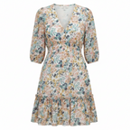Flora | Women’s Floral Print Ruffle Hem Mini Dress – Chic Botanical Print & Refined Flirty Silhouette