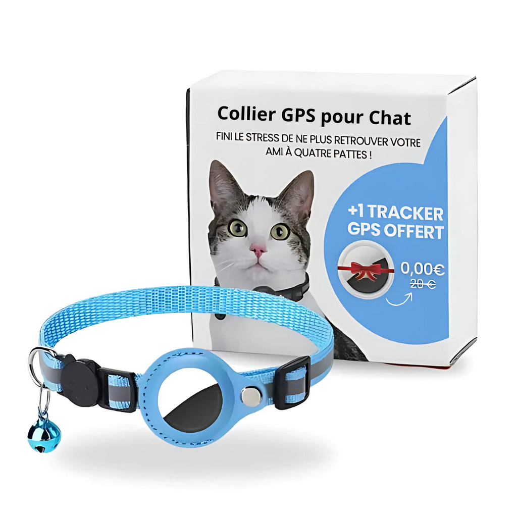 GPS Collar for Cats with Live Tracking and Safety blue