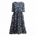Flora | Women’s Relaxed Floral Midi Dress – Botanical Architectural Fluidity & Refined Summer Grace