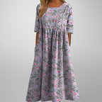 Flora | Women’s Relaxed Floral Midi Dress – Botanical Architectural Fluidity & Refined Summer Grace Dusty Lilac