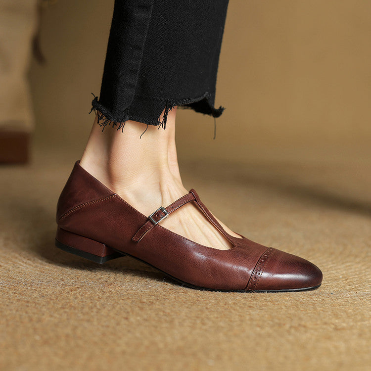 Graneth | Women’s Genuine Leather Flats – Chic Artisan Pointed Toe & Refined Slimming Silhouette Brown