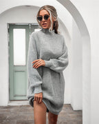 Sephira | Women's Long Winter Sweater Dress - Oversized Knitted Turtleneck & Maxi Sweater
