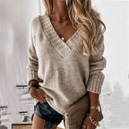 Ēden | Ava | Casual Comfy Top with Elegant V-Neck Light Brown