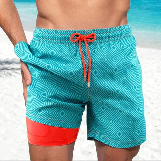 Hommes | Men’s Summer Swim Shorts Orange And Blue