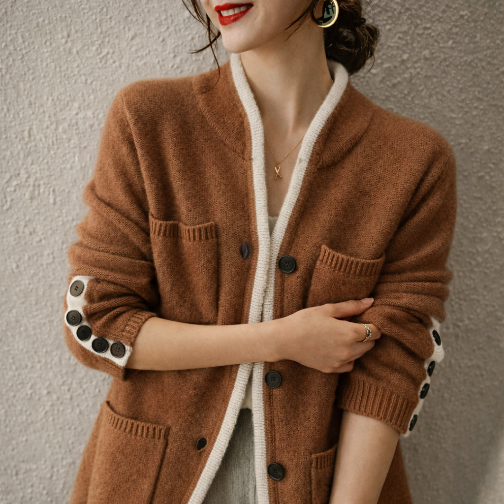 Māyā | Women’s Soft-Knit Cardigan – Chic Open-Front Layer & Refined Cozy Texture Caramel