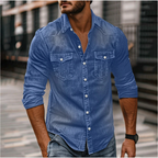 Hans Denim Shirt For Men Classic Style And Durability Denim Blue