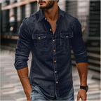 Hans Denim Shirt For Men Classic Style And Durability Dark Blue