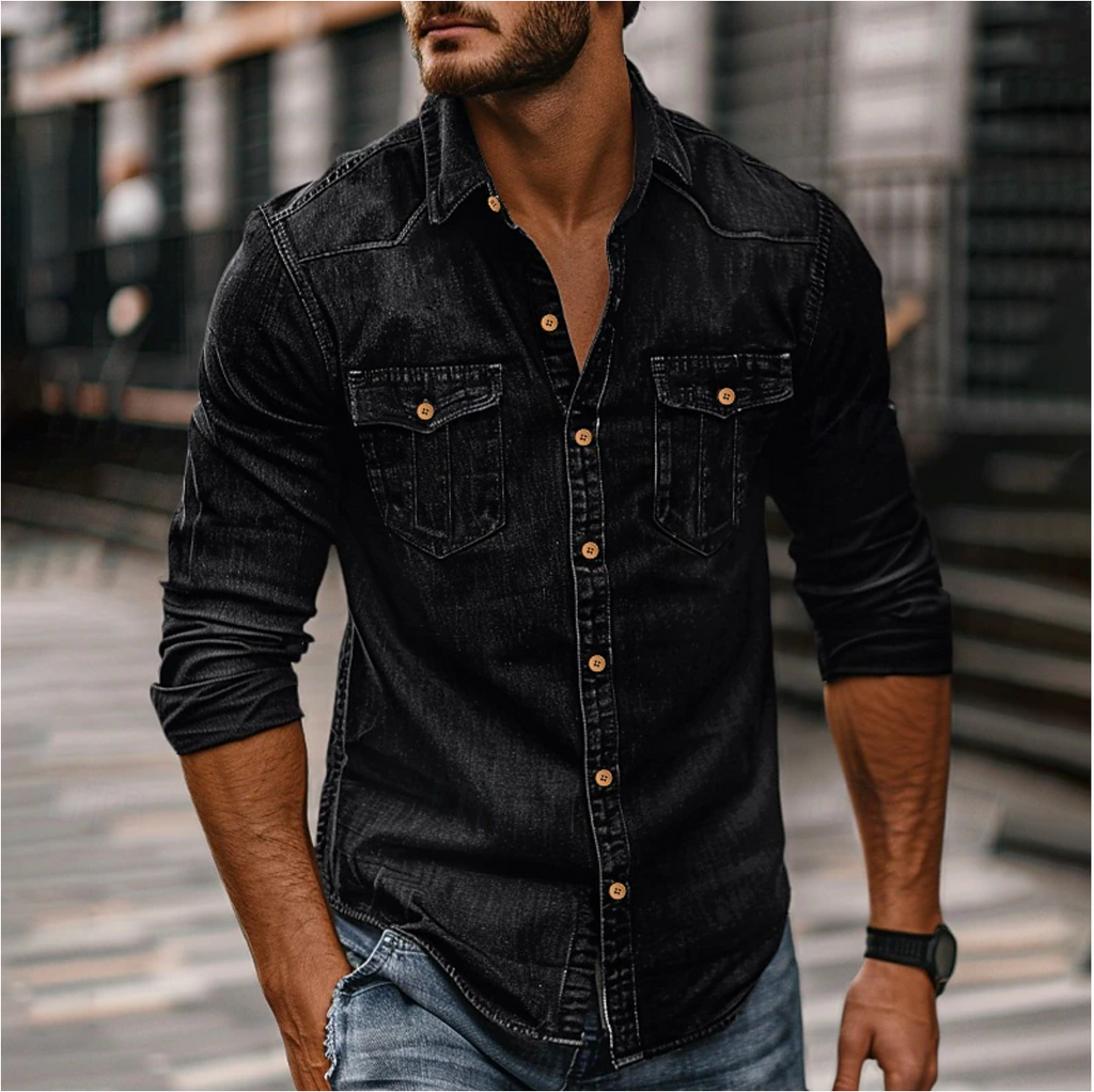 Hans Denim Shirt For Men Classic Style And Durability Black