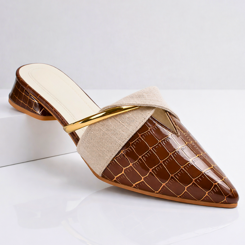 Women’s Harper Lane Gator Slip-Ons – Embossed Croc Texture & Sleek Architectural Fit Brown