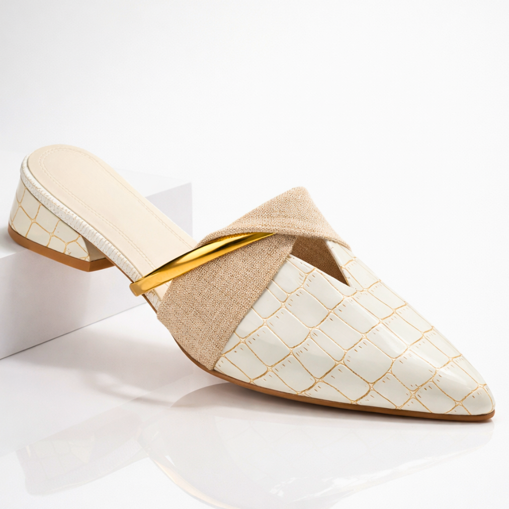 Women’s Harper Lane Gator Slip-Ons – Embossed Croc Texture & Sleek Architectural Fit Cream