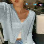 Parsha | Summer Knit Cardigan for women Blue One Size