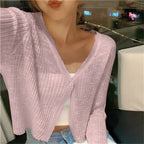 Parsha | Summer Knit Cardigan for women Pink One Size