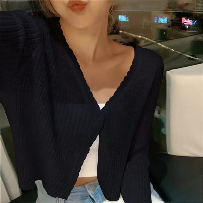 Parsha | Summer Knit Cardigan for women Black One Size