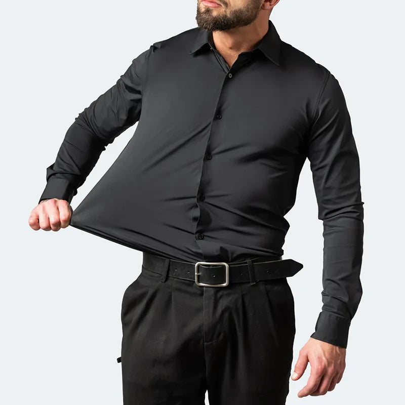 Marmari | Long-Sleeve Wrinkle-Free Shirt with Stand Collar