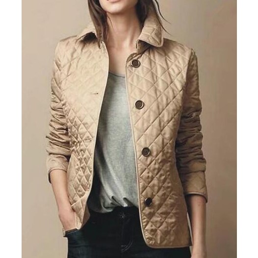 Dôre | Women’s Diamond Quilted Casual Jacket Khaki