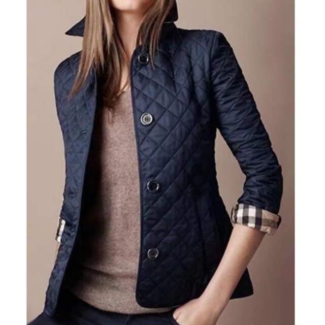 Dôre | Women’s Diamond Quilted Casual Jacket Navy Blue