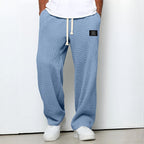 Hommes | Men's Casual Pants with Loose Fit and Elastic Waist Light Blue