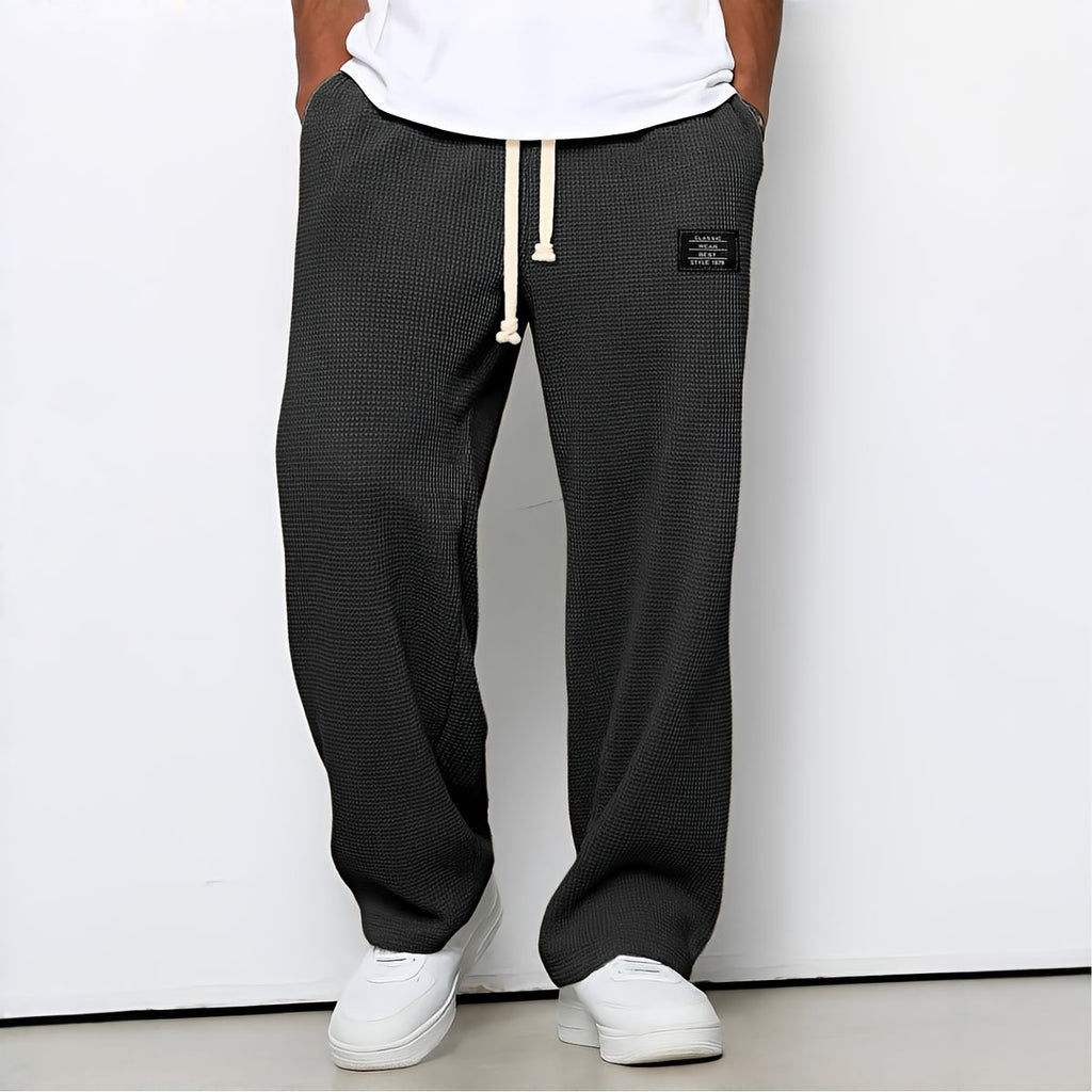 Hommes | Men's Casual Pants with Loose Fit and Elastic Waist Black