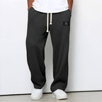 Hommes | Men's Casual Pants with Loose Fit and Elastic Waist Black