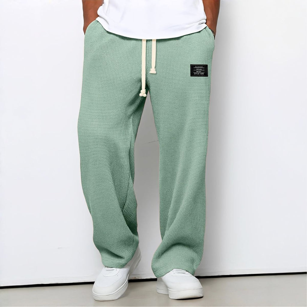 Hommes | Men's Casual Pants with Loose Fit and Elastic Waist Green