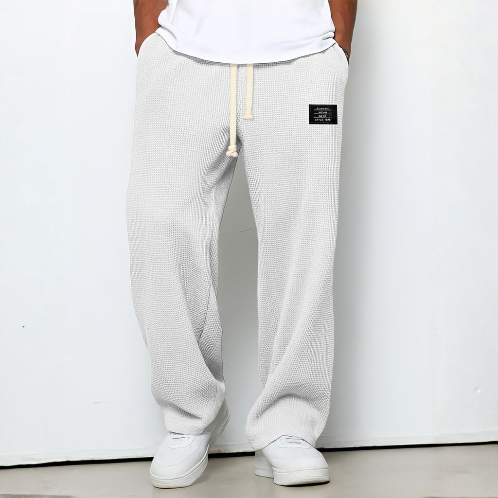 Hommes | Men's Casual Pants with Loose Fit and Elastic Waist White