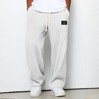 Hommes | Men's Casual Pants with Loose Fit and Elastic Waist White