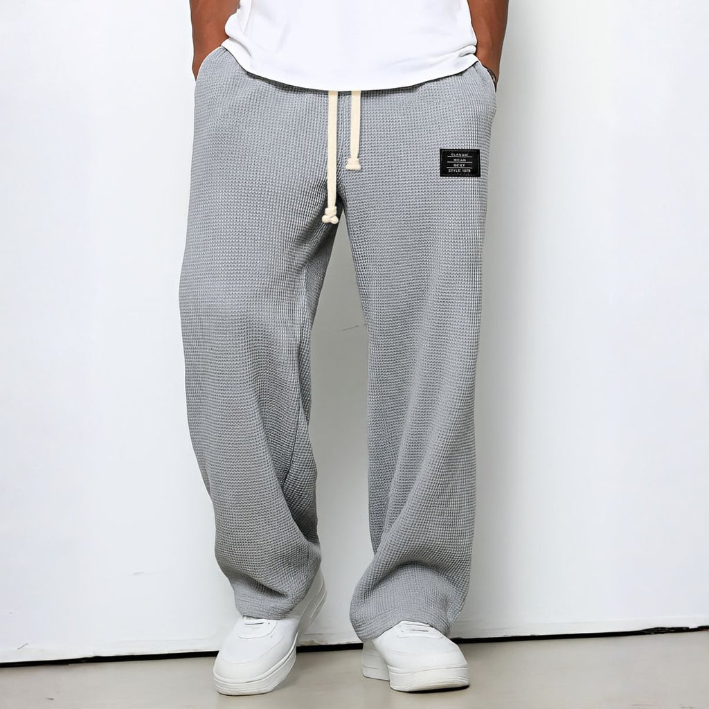Hommes | Men's Casual Pants with Loose Fit and Elastic Waist Gray