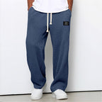 Hommes | Men's Casual Pants with Loose Fit and Elastic Waist Blue