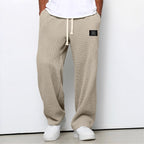 Hommes | Men's Casual Pants with Loose Fit and Elastic Waist Khaki