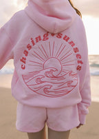 Hoodie with wave embroidery - a cozy everyday look red pink