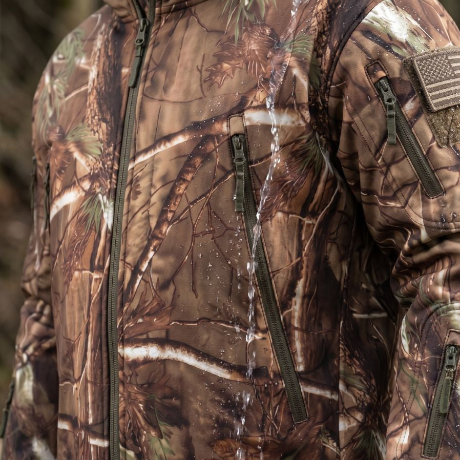 Zipari | Waterproof Softshell Jacket & Pants Set - Tree Camo - Fleece Lined