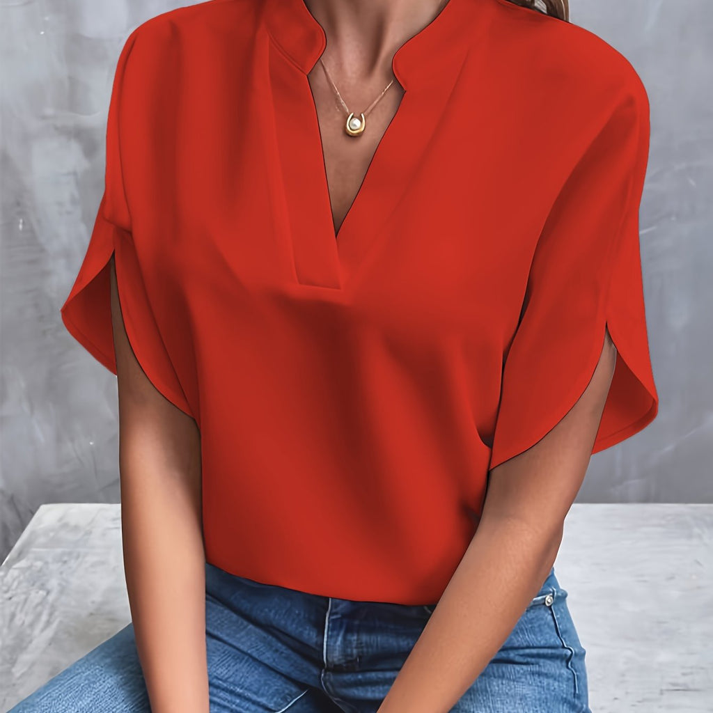 Nara | Women's Blouse – Chic Artisan Grace & Refined Slimming Silhouette red