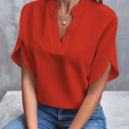 Nara | Women's Blouse – Chic Artisan Grace & Refined Slimming Silhouette red