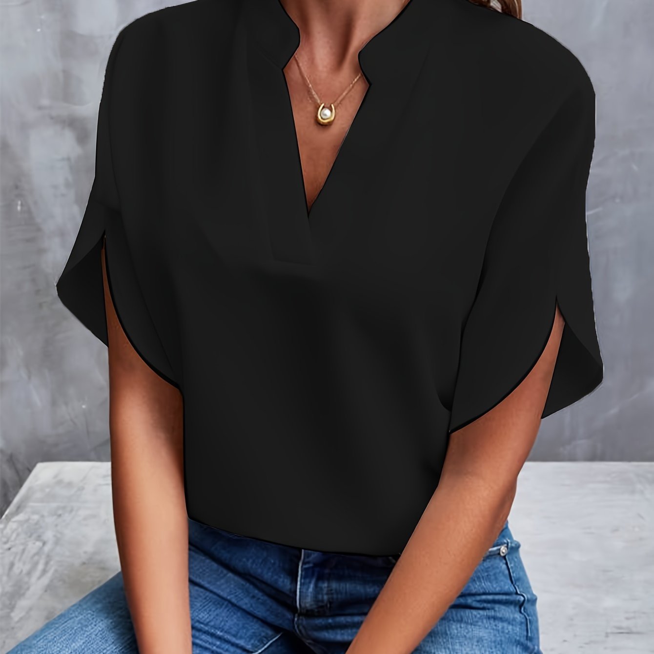 Nara | Women's Blouse – Chic Artisan Grace & Refined Slimming Silhouette black