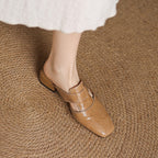 Ivora | Genuine Leather Mules – Luxury Designer Backless Slip-Ons & Slimming Minimalist Flat Loafers