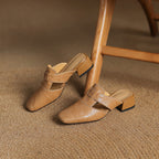 Ivora | Genuine Leather Mules – Luxury Designer Backless Slip-Ons & Slimming Minimalist Flat Loafers
