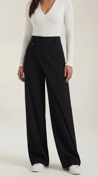 Women's Asymmetrical Trousers – Unique Fold-Over Waist & Tailored Wide-Leg