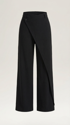 Women's Asymmetrical Trousers – Unique Fold-Over Waist & Tailored Wide-Leg