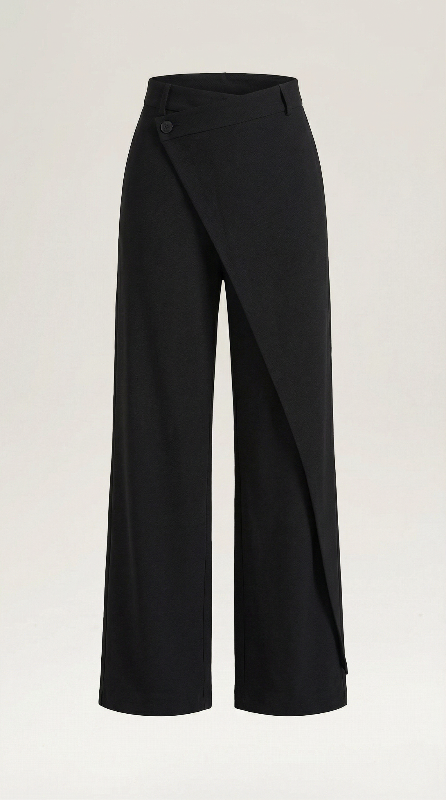 Women's Asymmetrical Trousers – Unique Fold-Over Waist & Tailored Wide-Leg