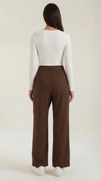 Women's Asymmetrical Trousers – Unique Fold-Over Waist & Tailored Wide-Leg