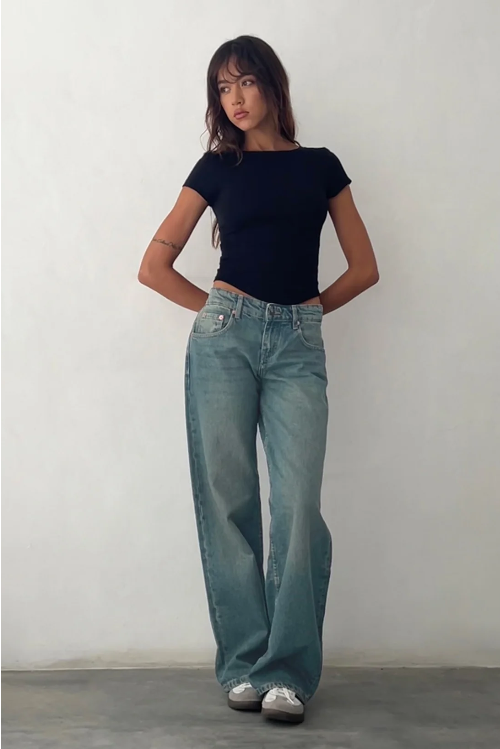 Woman's Jeans | Low Waist & Stretch Blue White