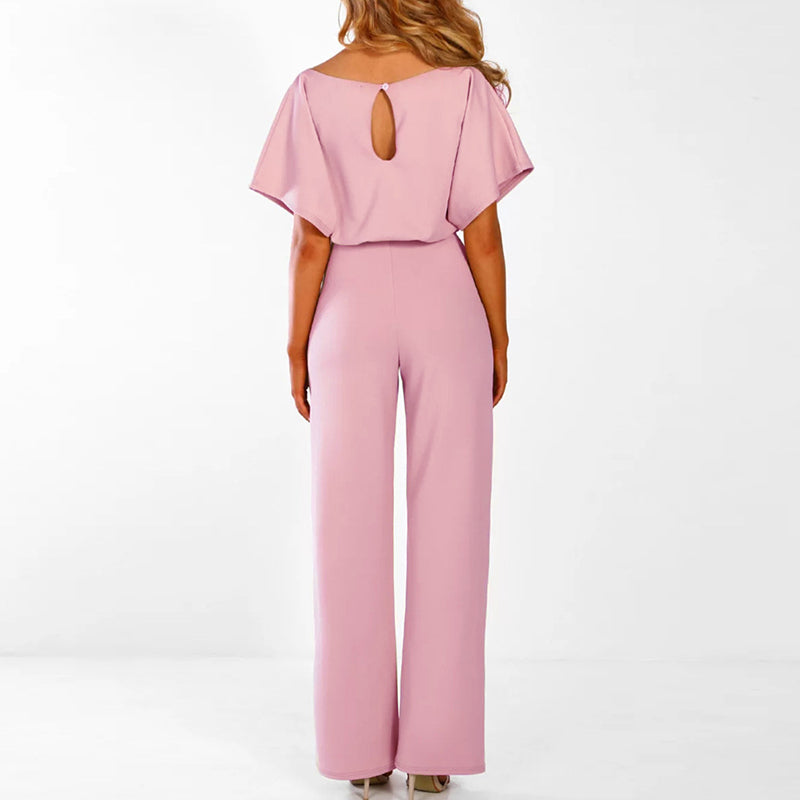 Women’s Signature Jumpsuit – Architectural Waist Definition & Continental Elegance pink