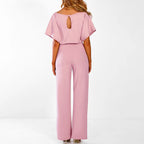 Women’s Signature Jumpsuit – Architectural Waist Definition & Continental Elegance pink